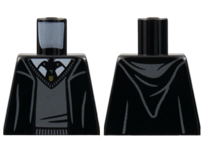Torso Robe with Hood, Dark Bluish Gray Sweater, White Shirt and Hogwarts Crest Tie Pattern, 973pb4420 Black U