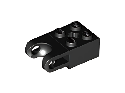 Деталь LEGO Technic, Brick Modified 2 x 2 with Ball Socket and Axle Hole - Straight Forks with Round Ends and Open Sides 92013 Black U