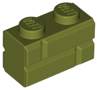Brick, Modified 1 x 2 with Masonry Profile 98283 Olive Green U