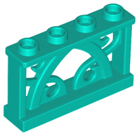 Fence 1 x 4 x 2 Ornamental with 4 Studs, 19121 Dark Turquoise U