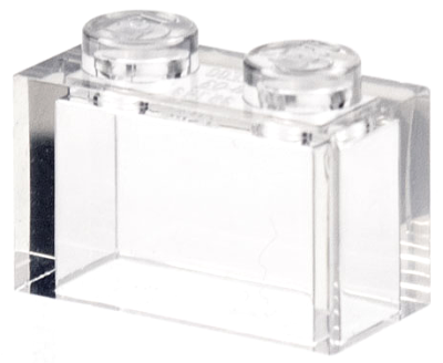 Brick 1 x 2 without Bottom Tube, 3065 Trans-clear N