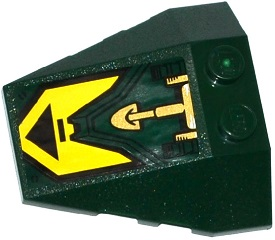Wedge 4 x 4 Triple with Stud Notches with Black Triangle on Yellow Background and Gold Hydraulic Cylinder Pattern (Sticker) 48933pb020 