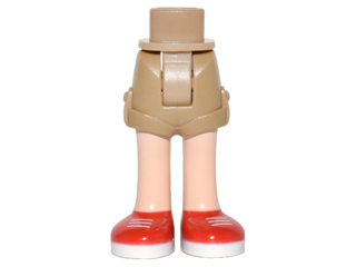 Mini Doll Hips and Shorts Folded Hem with Light Nougat Legs and Red Shoes with White Soles and Laces Pattern - Thick Hinge, 11202c00pb08 Dark Tan U
