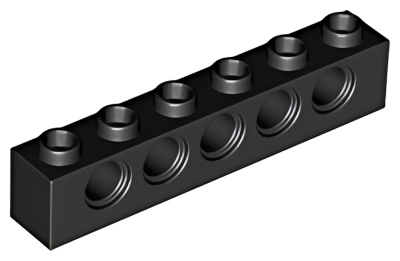 Деталь LEGO Technic, Brick 1 x 6 with Holes 3894 Black U