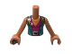 Torso Mini Doll Girl Dark Turquoise Vest over Magenta V-Neck, Black Belt, Gold Buckle and Necklace Pattern, Medium Nougat Arms with Hands, FTGpb273c01