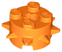 Brick, Round 2 x 2 with Spikes and Axle Hole 27266 Orange U