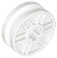 Wheel 18mm D. x 8mm with Fake Bolts and Shallow Spokes and Axle Hole, 56903 White N