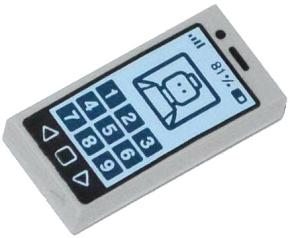 Tile 1 x 2 with Groove with Cell Phone / Smartphone with '81%' and Minifigure on Screen Pattern 3069pb0304 Used