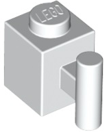 Brick, Modified 1 x 1 with Bar Handle, 2921 White N
