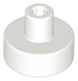 Tile, Round 1 x 1 with Bar and Pin Holder, 20482 White N