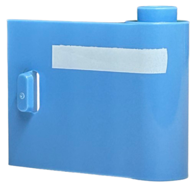 Door 1 x 3 x 2 Right - Open Between Top and Bottom Hinge with Horizontal White Stripe Pattern, 92263pb004 Medium Blue N