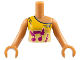 Torso Mini Doll Girl Bright Light Orange Vest Top with Winged Music Notes Pattern, Medium Nougat Arms with Hands, FTGpb180c01