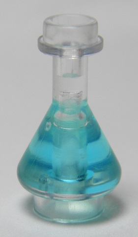 Деталь LEGO Minifigure, Utensil Bottle, Erlenmeyer Flask with Molded Trans-Light Blue Fluid Pattern 93549pb04