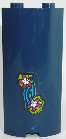 Cylinder Quarter 2 x 2 x 5 with 1 x 1 Cutout with 2 Flowers Pattern (Sticker) - Set 41187, 30987pb004