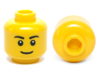 Голова Lego Minifigure, Head Black Eyebrows, Thin Grin, Black Eyes with White Pupils Pattern - Hollow Stud 3626cpb0628