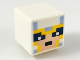 Minifigure, Head, Modified Cube with Pixelated Light Nougat Face, Black Eyes, and Bright Light Blue and Bright Light Orange Helmet Pattern (Minecraft Skull Arena Player), 19729pb026  
