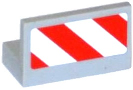 Panel 1 x 2 x 1 with Red and White Danger Stripes Pattern Model Right Side (Sticker) - Set 60079, 4865pb060R Light Bluish Gray U