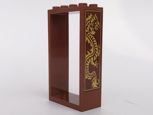Door, Frame 2 x 4 x 6 with Gold Dragon Pattern Model Left Side (Sticker) - Set 70617, 60599pb01L