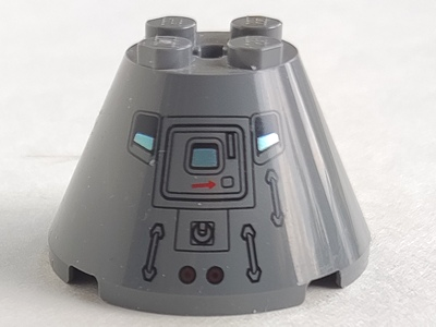Cone 4 x 4 x 2 with Axle Hole with Hatches and Handles Pattern, 3943bpb06