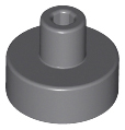 Tile, Round 1 x 1 with Bar and Pin Holder, 20482 Dark Bluish Gray N