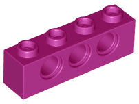 Technic, Brick 1 x 4 with Holes, 3701 Magenta N