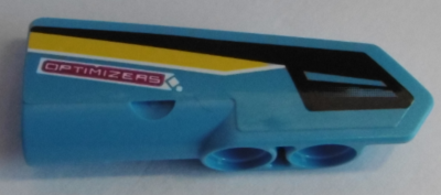 Technic, Panel Fairing #22 Very Small Smooth, Side A with 'OPTIMIZERS' Black and Yellow Stripes Pattern (Sticker) - Set 42095, 11947pb038 Dark Azure U