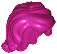 Mini Doll, Hair Female Long Wavy with Right Side Part, Short Sides, Holes on Top and Side - Flexible Rubber, 15677 Magenta U
