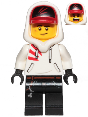 Минифигурка Lego Jack Davids - White Hoodie with Cap and Hood (Lopsided Smile / Scared) hs009