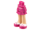 Mini Doll Hips and Skirt Layered, Light Nougat Legs and Magenta Shoes with White Tops and 2 Magenta Laces Pattern - Thick Hinge, 92250c00pb01