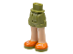 Mini Doll Hips and Shorts Folded Hem with Light Nougat Legs and Orange Shoes with White Laces and Olive Green Soles Pattern - Thick Hinge, 11202c00pb14