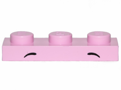 Plate 1 x 3 with 2 Small Black Arcs, Middle and Rounded Pattern (Unikitty / Disco Kitty Eyebrows), 3623pb019 Bright Pink U