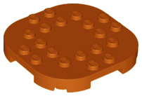Plate, Modified 6 x 6 with Rounded Corners and 4 Feet, 66789 Dark Orange U