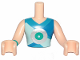 Torso Mini Doll Man Top with Silver Disk Pattern, Light Nougat Arms with Hands with Dark Turquoise Band, FTMpb041c01