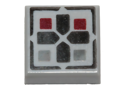 Деталь LEGO Tile 1 x 1 with Groove with Black Cross and Dark Red and Dark Bluish Gray Buttons Pattern 3070bpb096 U