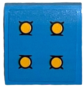Slope, Curved 2 x 2 x 2/3 with Cushion with Bright Light Orange Buttons Pattern (Sticker) - Set 21326, 15068pb579 Dark Azure U