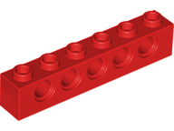Technic, Brick 1 x 6 with Holes, 3894 Red N