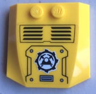 Wedge 4 x 4 x 2/3 Triple Curved with Mining Logo and Air Vents Pattern (Sticker) - Set 60188, 45677pb134 Yellow U
