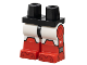 Hips and White Legs with Molded Red Lower Legs / Boots and Printed Red Trapezoid Boot Tops and Circles on Sides, Dark Red Toe Plates Pattern, 970c01pb68  