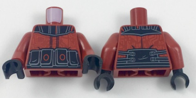 Torso Alien Armor with Black Shoulders and Belt and Red Circuitry Pattern / Dark Red Arms / Black Hands, 973pb2875c01 Dark Red U