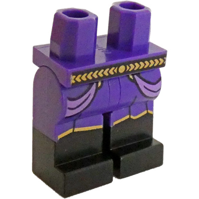 Hips and Legs with Molded Black Lower Legs / Boots and Printed Gold Belt, Robe Trim and Medium Lavender Sash Ends Pattern, 970c00pb1685 Dark Purple N