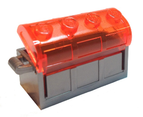 Container, Treasure Chest with Slots in Back and Trans-Neon Orange Thick Hinge Curved Lid (4738a / 4739a), 4738ac02