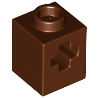 Technic, Brick 1 x 1 with Axle Hole, 73230 Reddish Brown N