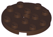 Plate, Round 4 x 4 with Hole, 60474 Dark Brown N