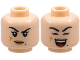 Minifigure, Head Dual Sided Female Black Eyebrows, Beauty Mark, Medium Nougat Lips, Scar, Lopsided Grin / Open Mouth Smile and Closed Eyes Pattern, 3626pb3683  