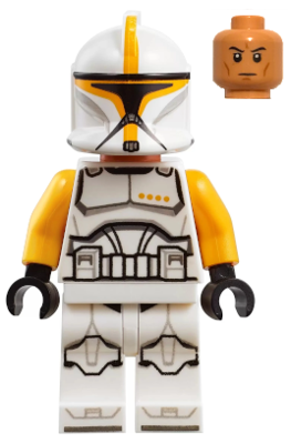 Минифигурка Lego Star Wars Clone Trooper Commander (Phase 1) - Bright Light Orange Arms, Nougat Head sw1146