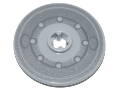 Technic, Disk 3 x 3 with Disk Brake Silver Rotor Pattern, 2723pb097 Light Bluish Gray N