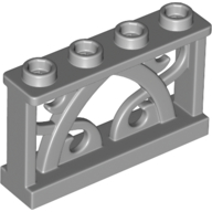 Fence 1 x 4 x 2 Ornamental with 4 Studs, 19121 Light Bluish Gray N