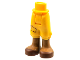 Mini Doll Hips and Trousers Cropped with Patch, Medium Nougat Legs, and Reddish Brown Sandals Pattern - Thick Hinge, 92251c00pb15