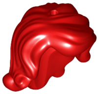 Mini Doll, Hair Female Long Wavy with Right Side Part, Short Sides, Holes on Top and Side - Flexible Rubber, 15677 Red U