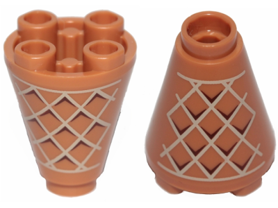 Cone 2 x 2 x 2 Inverted with Waffle Pattern, 49309pb001 Medium Nougat U